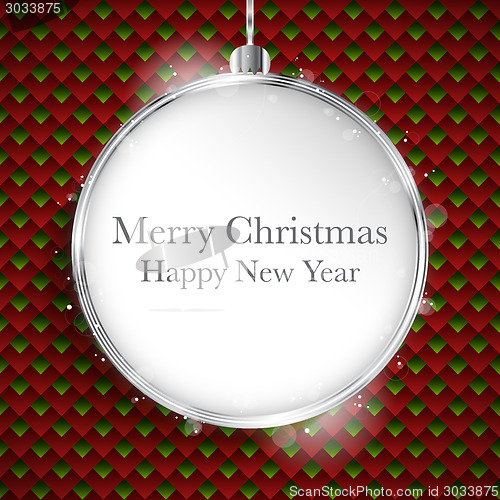Image of Merry Christmas Happy New Year Ball Silver  on Geometric Seamles