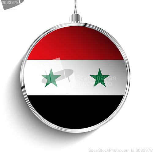 Image of Merry Christmas Silver Ball with Flag Syria