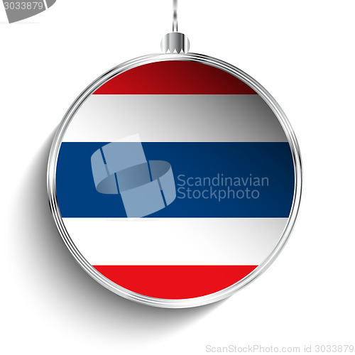 Image of Merry Christmas Silver Ball with Flag Thailand