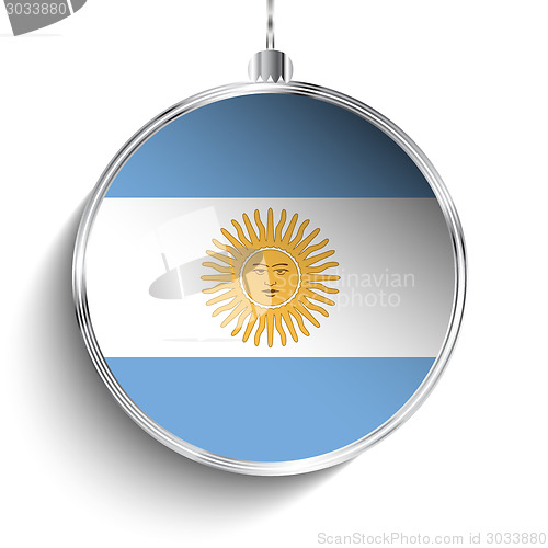 Image of Merry Christmas Silver Ball with Flag Argentina