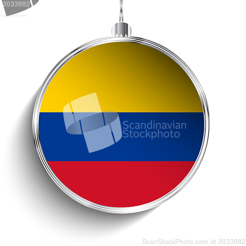 Image of Merry Christmas Silver Ball with Flag Colombia