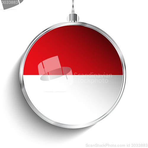 Image of Merry Christmas Silver Ball with Flag Monaco