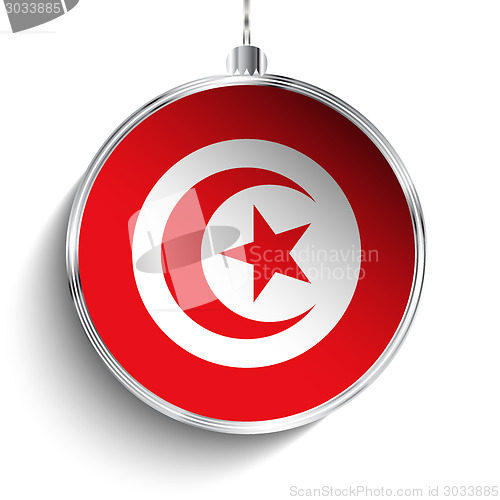 Image of Merry Christmas Silver Ball with Flag Tunisia