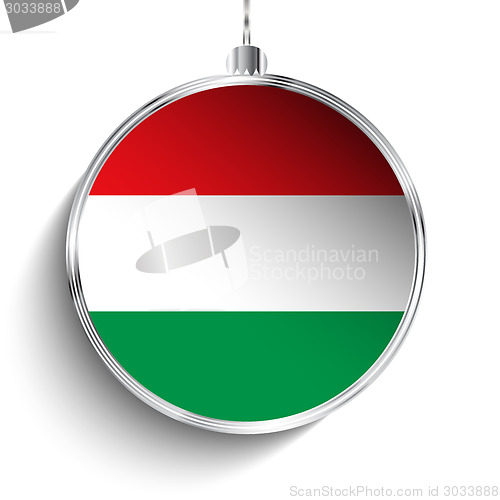 Image of Merry Christmas Silver Ball with Flag Hungary