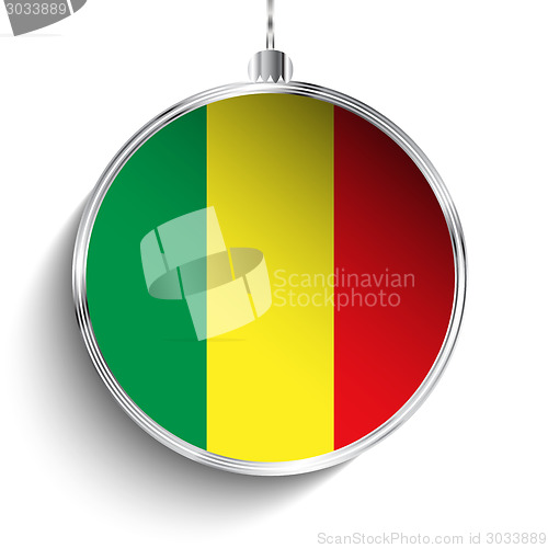 Image of Merry Christmas Silver Ball with Flag Mali
