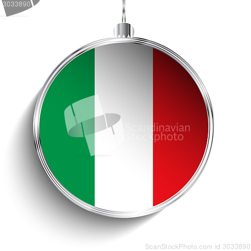 Image of Merry Christmas Silver Ball with Flag Italy