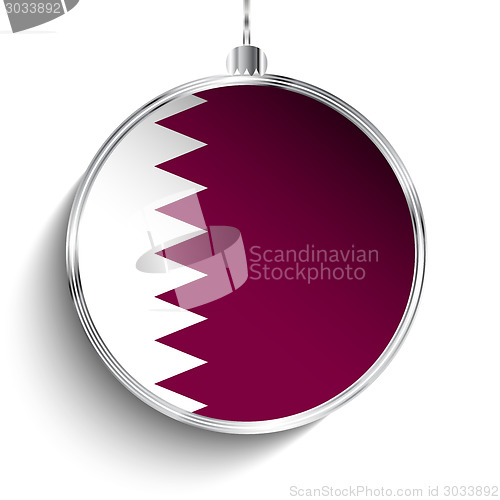 Image of Merry Christmas Silver Ball with Flag Qatar