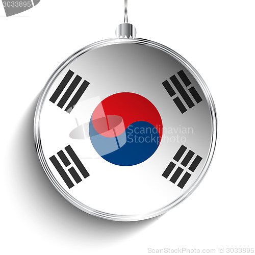 Image of Merry Christmas Silver Ball with Flag South Korea