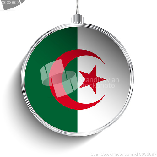 Image of Merry Christmas Silver Ball with Flag Algeria