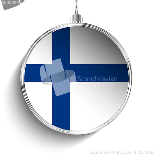 Image of Merry Christmas Silver Ball with Flag Finland