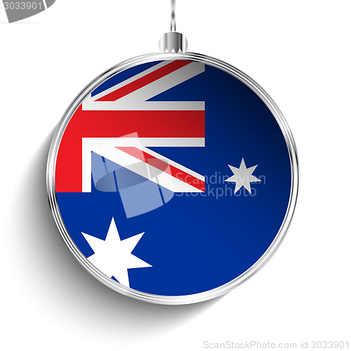 Image of Merry Christmas Silver Ball with Flag Australia