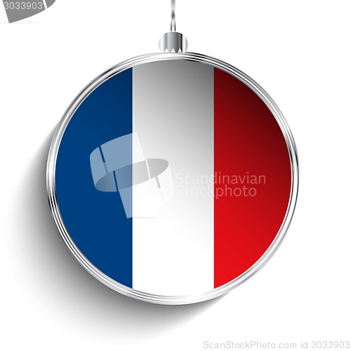 Image of Merry Christmas Silver Ball with Flag France