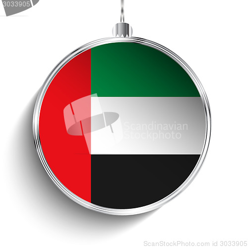 Image of Merry Christmas Silver Ball with Flag Emirates