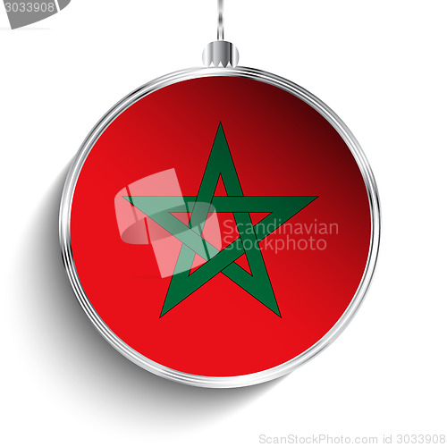Image of Merry Christmas Silver Ball with Flag Morocco