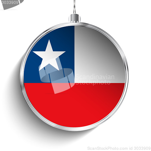 Image of Merry Christmas Silver Ball with Flag Chile