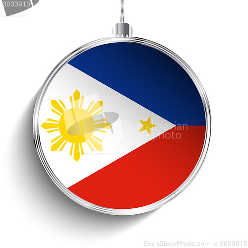 Image of Merry Christmas Silver Ball with Flag Philippines