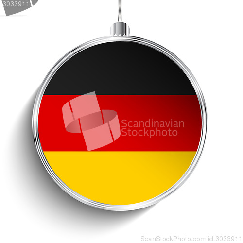Image of Merry Christmas Silver Ball with Flag Germany