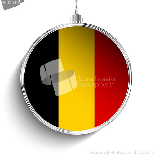 Image of Merry Christmas Silver Ball with Flag Belgium