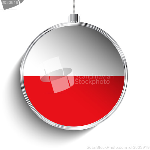 Image of Merry Christmas Silver Ball with Flag Poland