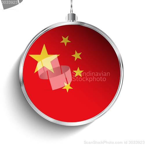 Image of Merry Christmas Silver Ball with Flag China