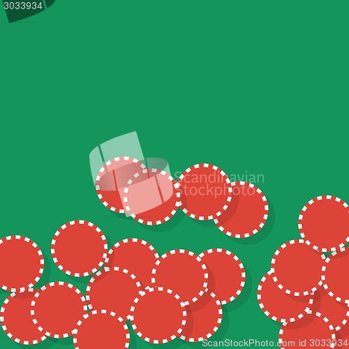 Image of Flat casino chips on a green table