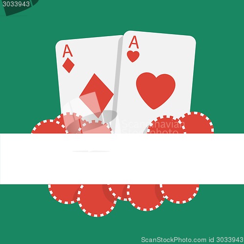 Image of Vector poker background with playing cards and chips