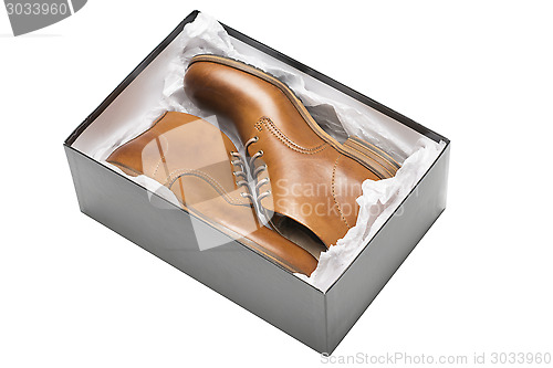 Image of new brown shoes in box