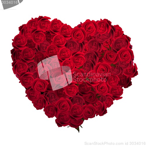 Image of Valentines Day Heart Made of Red Roses. EPS 10