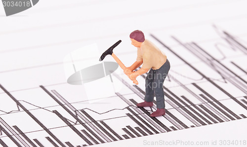 Image of Miniature worker working on a graph