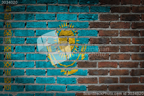 Image of Brick wall texture with flag