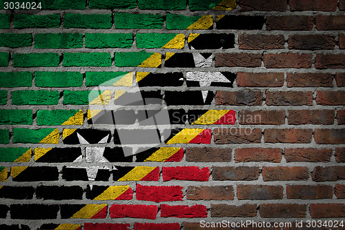 Image of Brick wall texture with flag