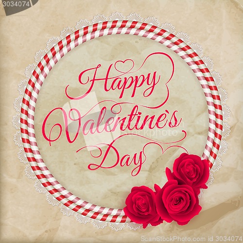 Image of Valentine's day lacy paper heart card. EPS 10