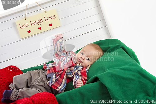 Image of Christmas baby boy portrait