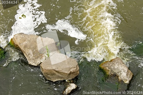 Image of Rapid foamy river flow