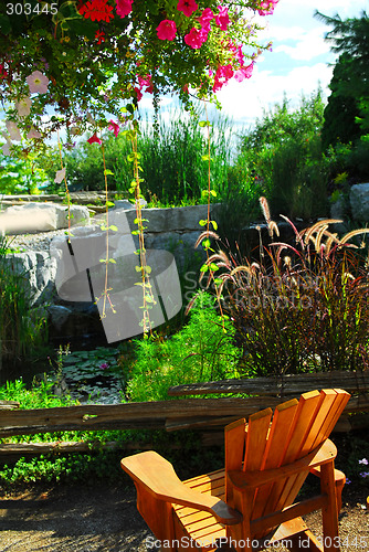 Image of Patio and pond landscaping