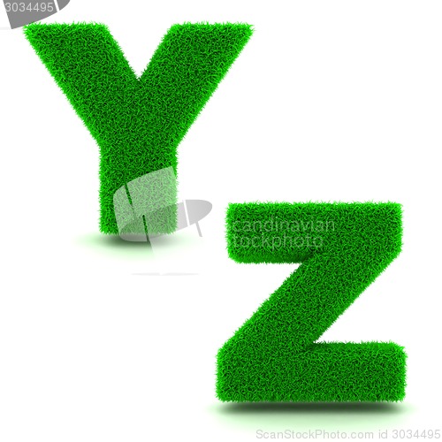 Image of Letters Y, Z of 3d Green Grass - Set.