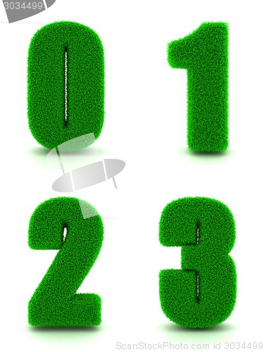 Image of Digits 0, 1, 2, 3 of 3d Green Grass - Set.