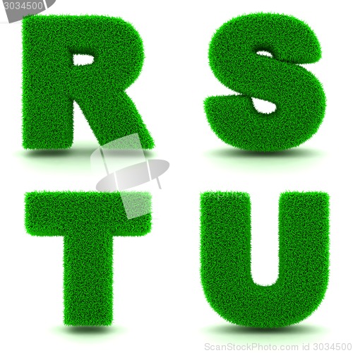 Image of Letters R, S, T, U of 3d Green Grass - Set.