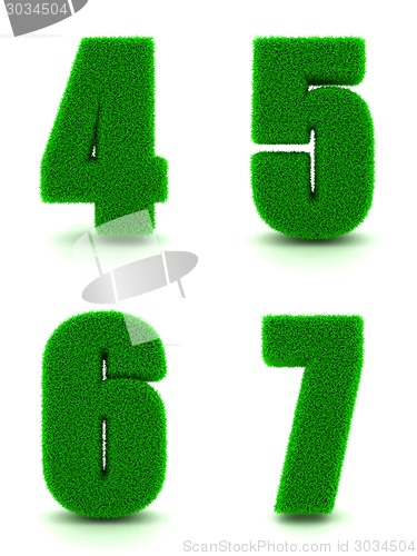 Image of Digits 4, 5, 6, 7 of 3d Green Grass - Set.