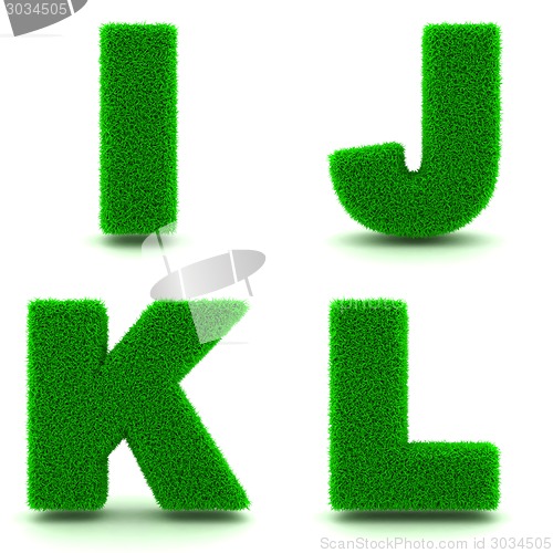 Image of Letters I, J, K, L of 3d Green Grass - Set.