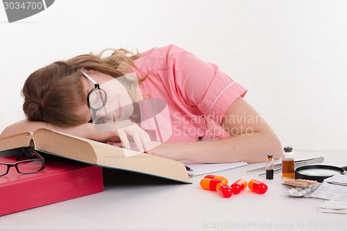 Image of Medical student fell asleep in class