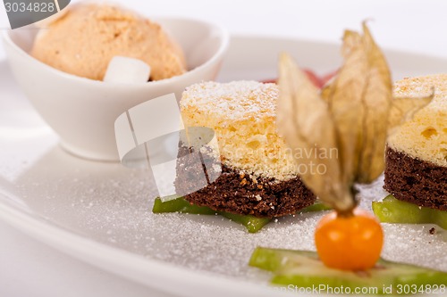 Image of Gourmet coffee blanc mange with gooseberry