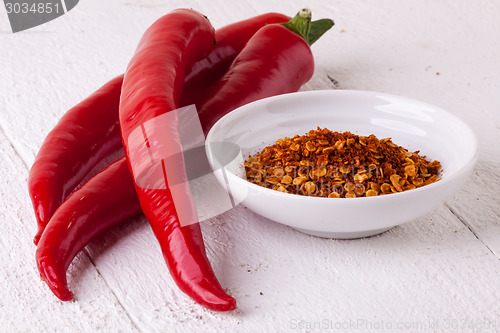 Image of Fresh red and yellow chili peppers with spice