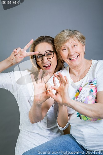 Image of Loving grandmother and granddaughter