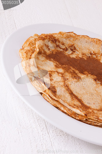 Image of Delicious Pancakes on Plate Served