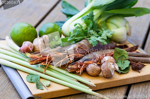 Image of Ingredients for Thai tom yam soup