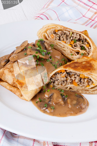 Image of Savory mince pancakes or tortillas