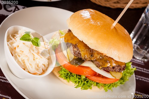 Image of Cheeseburger with cole slaw 