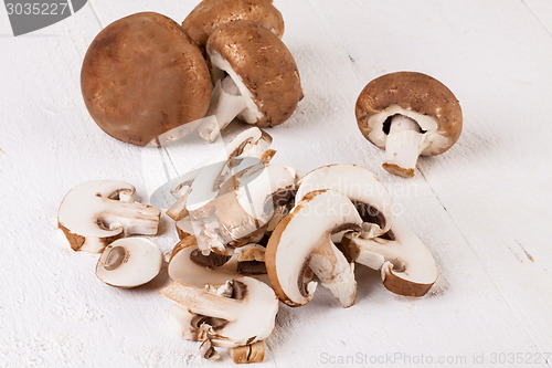 Image of Diced and whole agaricus brown button mushrooms