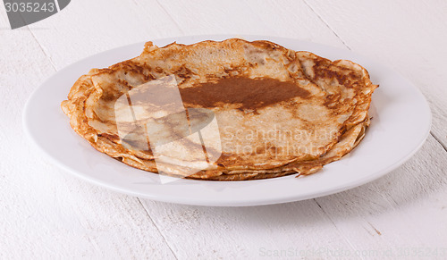 Image of Delicious Pancakes on Plate Served